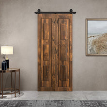 Load image into Gallery viewer, 3 Panel Shaker Hollow Core Pine Wood Bi-Fold Door with Sliding Barn Door Hardware Kit