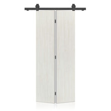 Load image into Gallery viewer, Hollow Core White Composite Textured Bi-fold Door with Sliding Barn Door Hardware Kit