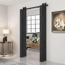 Load image into Gallery viewer, Hollow Core Black Composite Textured Double Bi-fold Door with Sliding Barn Door Hardware Kit