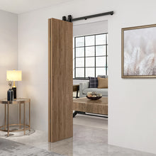 Load image into Gallery viewer, Hollow Core Walnut Composite Textured Bi-fold Door with Sliding Barn Door Hardware Kit