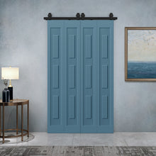 Load image into Gallery viewer, 3 Panel Shaker Hollow Core Composite Double Bi-Fold Door with Barn Door Hardware Kit