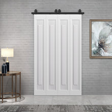 Load image into Gallery viewer, 1 Panel Shaker Hollow Core Composite Double Bi-Fold Door with Barn Door Hardware Kit