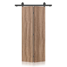Load image into Gallery viewer, Hollow Core Walnut Composite Textured Bi-fold Door with Sliding Barn Door Hardware Kit