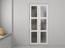 Load image into Gallery viewer, 3 Lite Frosted Glass White Composite Bi-Fold Door with Hardware Kit and Door Handle