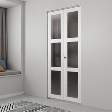 Load image into Gallery viewer, 3 Lite Frosted Glass White Composite Bi-Fold Door with Hardware Kit and Door Handle