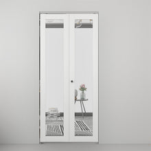 Load image into Gallery viewer, Mirrored Glass Solid Core White Composite Bi-fold Door with Hardware Kit and Door Handle