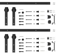 Load image into Gallery viewer, 5 Lite Tempered Frosted Glass White Finished Composite Double Sliding Barn Door with Hardware Kit Handle