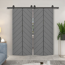 Load image into Gallery viewer, Hollow Core Composite Double Bi-Fold Door with Barn Door Hardware Kit