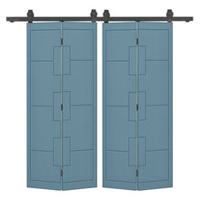 Load image into Gallery viewer, Hollow Core Composite Double Bi-Fold Door with Barn Door Hardware Kit