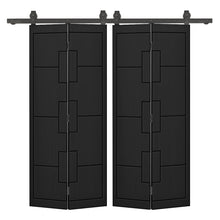 Load image into Gallery viewer, Hollow Core Composite Double Bi-Fold Door with Barn Door Hardware Kit