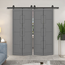 Load image into Gallery viewer, Hollow Core Composite Double Bi-Fold Door with Barn Door Hardware Kit