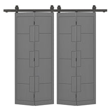 Load image into Gallery viewer, Hollow Core Composite Double Bi-Fold Door with Barn Door Hardware Kit