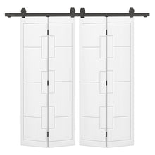 Load image into Gallery viewer, Hollow Core Composite Double Bi-Fold Door with Barn Door Hardware Kit