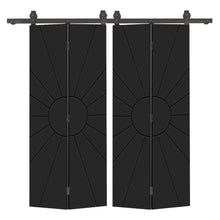 Load image into Gallery viewer, Hollow Core Composite Double Bi-Fold Door with Barn Door Hardware Kit