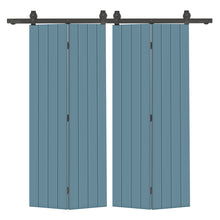 Load image into Gallery viewer, Hollow Core Composite Double Bi-Fold Door with Barn Door Hardware Kit