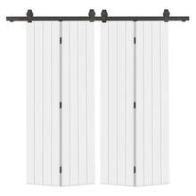 Load image into Gallery viewer, Hollow Core Composite Double Bi-Fold Door with Barn Door Hardware Kit