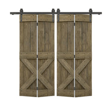 Load image into Gallery viewer, Mini X Series Solid Core DIY Wood Double Bi-Fold Barn Door with Sliding Hardware Kit