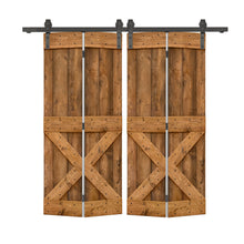 Load image into Gallery viewer, Mini X Series Solid Core DIY Wood Double Bi-Fold Barn Door with Sliding Hardware Kit