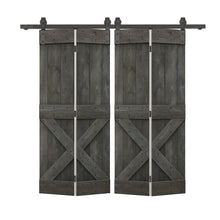 Load image into Gallery viewer, Mini X Series Solid Core DIY Wood Double Bi-Fold Barn Door with Sliding Hardware Kit