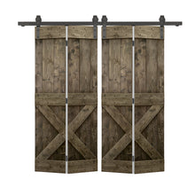 Load image into Gallery viewer, Mini X Series Solid Core DIY Wood Double Bi-Fold Barn Door with Sliding Hardware Kit