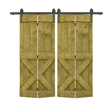 Load image into Gallery viewer, Mini X Series Solid Core DIY Wood Double Bi-Fold Barn Door with Sliding Hardware Kit