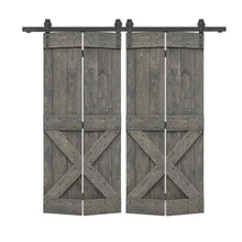 Load image into Gallery viewer, Mini X Series Solid Core DIY Wood Double Bi-Fold Barn Door with Sliding Hardware Kit