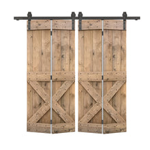 Load image into Gallery viewer, Mini X Series Solid Core DIY Wood Double Bi-Fold Barn Door with Sliding Hardware Kit