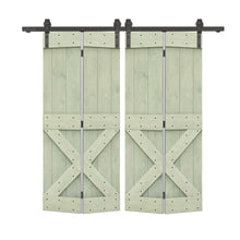 Load image into Gallery viewer, Mini X Series Solid Core DIY Wood Double Bi-Fold Barn Door with Sliding Hardware Kit