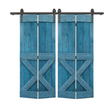 Load image into Gallery viewer, Mini X Series Solid Core DIY Wood Double Bi-Fold Barn Door with Sliding Hardware Kit