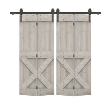 Load image into Gallery viewer, Mini X Series Solid Core DIY Wood Double Bi-Fold Barn Door with Sliding Hardware Kit