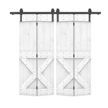 Load image into Gallery viewer, Mini X Series Solid Core DIY Wood Double Bi-Fold Barn Door with Sliding Hardware Kit