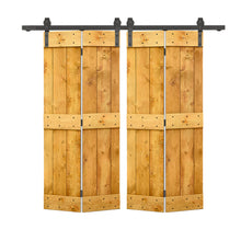 Load image into Gallery viewer, Mid-Bar Series Solid Core DIY Wood Double Bi-Fold Barn Door with Sliding Hardware Kit