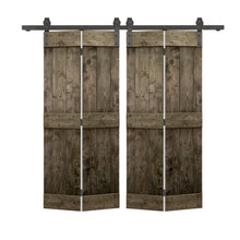 Load image into Gallery viewer, Mid-Bar Series Solid Core DIY Wood Double Bi-Fold Barn Door with Sliding Hardware Kit