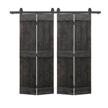 Load image into Gallery viewer, Mid-Bar Series Solid Core DIY Wood Double Bi-Fold Barn Door with Sliding Hardware Kit
