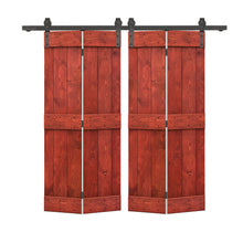 Load image into Gallery viewer, Mid-Bar Series Solid Core DIY Wood Double Bi-Fold Barn Door with Sliding Hardware Kit