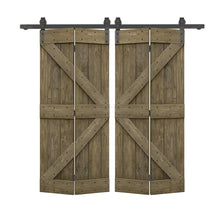 Load image into Gallery viewer, K Series Solid Core DIY Wood Double Bi-Fold Barn Door with Sliding Hardware Kit