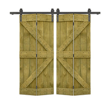 Load image into Gallery viewer, K Series Solid Core DIY Wood Double Bi-Fold Barn Door with Sliding Hardware Kit
