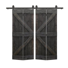 Load image into Gallery viewer, K Series Solid Core DIY Wood Double Bi-Fold Barn Door with Sliding Hardware Kit