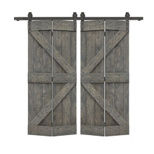 Load image into Gallery viewer, K Series Solid Core DIY Wood Double Bi-Fold Barn Door with Sliding Hardware Kit