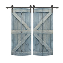 Load image into Gallery viewer, K Series Solid Core DIY Wood Double Bi-Fold Barn Door with Sliding Hardware Kit