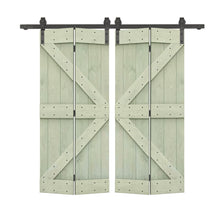 Load image into Gallery viewer, K Series Solid Core DIY Wood Double Bi-Fold Barn Door with Sliding Hardware Kit