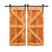 Load image into Gallery viewer, K Series Solid Core DIY Wood Double Bi-Fold Barn Door with Sliding Hardware Kit