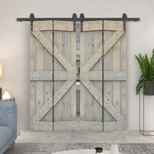 Load image into Gallery viewer, K Series Solid Core DIY Wood Double Bi-Fold Barn Door with Sliding Hardware Kit