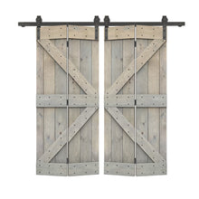 Load image into Gallery viewer, K Series Solid Core DIY Wood Double Bi-Fold Barn Door with Sliding Hardware Kit