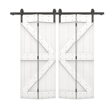 Load image into Gallery viewer, K Series Solid Core DIY Wood Double Bi-Fold Barn Door with Sliding Hardware Kit