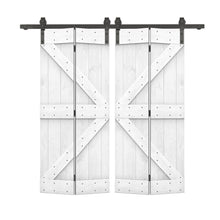 Load image into Gallery viewer, K Series Solid Core DIY Wood Double Bi-Fold Barn Door with Sliding Hardware Kit
