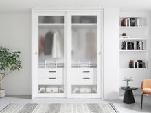 Load image into Gallery viewer, 1-Lite Frosted Tempered Glass Sliding Double Bypass Closet Doors with Installation Hardware Kit