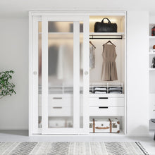 Load image into Gallery viewer, 1-Lite Frosted Tempered Glass Sliding Double Bypass Closet Doors with Installation Hardware Kit