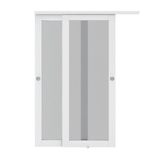 Load image into Gallery viewer, 1-Lite Frosted Tempered Glass Sliding Double Bypass Closet Doors with Installation Hardware Kit