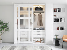 Load image into Gallery viewer, 3-Lite Frosted Tempered Glass Sliding Double Bypass Closet Doors with Installation Hardware Kit